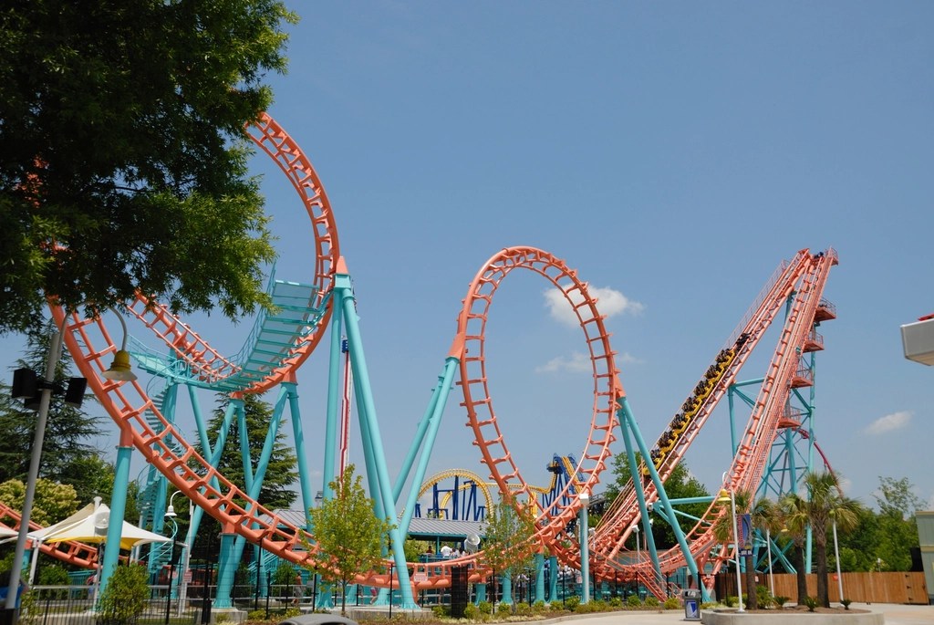 orange and teal rollercoaster